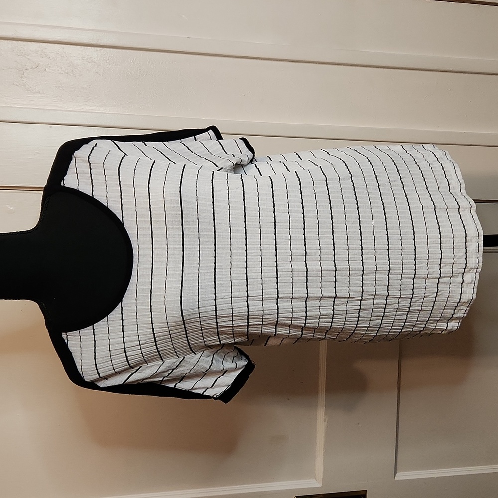 FREE PEOPLE SIZE LARGE TEE SHORT SLEEVE BLACK AND WHITE STRIPES